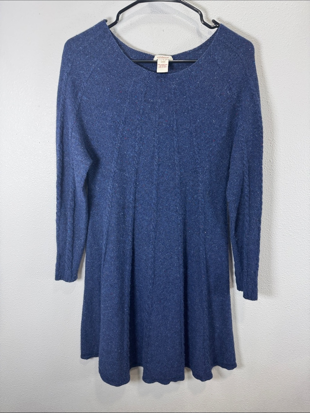 Sundance Cersei Dress Navy Blue Long-Sleeve Knit Swing Dress wool